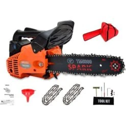Spark - Motosega Da Potatura A Benzina 25cc, Lama 30cm/12", 44 Collegamenti A Catena, Easy Start, 880W 1,3CV Di Potenza, Sistema Antivibrazioni, 2 Catene, Borsa Per Il Trasporto