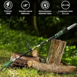 Potatore Elettrico Telescopico Motosega 750W Estensibile Sega A Catena Lama 25cm -Diserbo Forniture Negozio 17254637 3