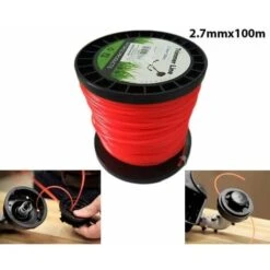 FILO PER DECESPUGLIATORE TONDO 2,7mm Bobina 100mt Taglaerba Cavo Matassa ROSSO