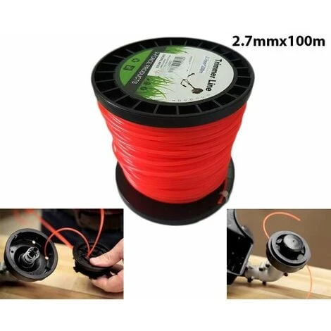 FILO PER DECESPUGLIATORE TONDO 2,7mm Bobina 100mt Taglaerba Cavo Matassa ROSSO 1 FILO PER DECESPUGLIATORE TONDO 2,7mm Bobina 100mt Taglaerba Cavo Matassa ROSSO