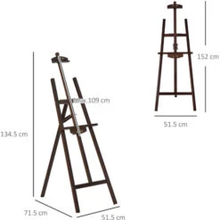 HOMCOM Cavalletto Pittura Studio Professionale Altezza E Inclinazione Regolabili In Legno - Marrone -Diserbo Forniture Negozio 39507159 3