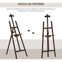 HOMCOM Cavalletto Pittura Studio Professionale Altezza E Inclinazione Regolabili In Legno - Marrone -Diserbo Forniture Negozio 39507159 4