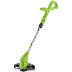 Greenworks Tagliabordi Elettrico 24V Taglio 25cm Senza Batteria E Caricatore, Avanzamento Automatico 1.65mm, Testina Motore Girevole Inclinabile G24LT