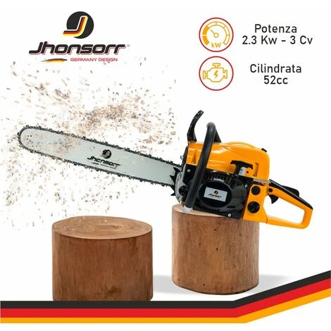 Jhonsorr Motosega A Scoppio 52cc A Benzina Lama 50 Cm Kit Professionale + Candela Catena E Borsa Per Il Trasporto In OMAGGIO 2 Jhonsorr Motosega A Scoppio 52cc A Benzina Lama 50 Cm Kit Professionale + Candela Catena E Borsa Per Il Trasporto In OMAGGIO - immagine 2