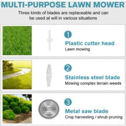 21V 450W Decespugliatore Elettrico Senza Filo Professionale Blu Senza Ruote -Diserbo Forniture Negozio 57098990 3