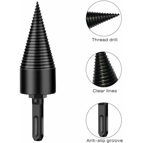 Kueatily Spaccalegna, Coni Spaccalegna, Viti Multifunzionali, Punte Da Trapano A Cono Per Spaccare Tronchi Di Legno, Accessori Per Strumenti Di Perforazione, Con 3 Manici, 42 Mm, Versailles 3 Kueatily Spaccalegna, Coni Spaccalegna, Viti Multifunzionali, Punte Da Trapano A Cono Per Spaccare Tronchi Di Legno, Accessori Per Strumenti Di Perforazione, Con 3 Manici, 42 Mm, Versailles - immagine 3