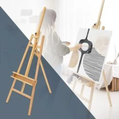 Cavalletto Treppiedi Per Pittura Disegno Arte Stand Regolabile 162-240 Cm Legno