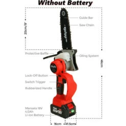 Motosega A Batteria Motosega Con Motore Elettrico Da 8'' Sega A Una Mano 18000 Giri/min (senza Batteria) 5 Motosega A Batteria Motosega Con Motore Elettrico Da 8'' Sega A Una Mano 18000 Giri/min (senza Batteria) -Diserbo Forniture Negozio 81897426 3