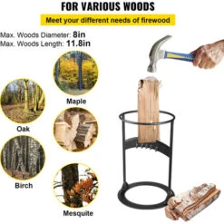 VEVOR Splitter Per Legna Da Ardere In Ferro Diametro Interno Da 27,5 Cm, Strumento Di Spaccatura In Legno Altezza Da 43,5 Cm, Log Splitter Da Legna Adatto Per Caminetto, Falò, Stufa A Legna, Braciere -Diserbo Forniture Negozio 82818266 4