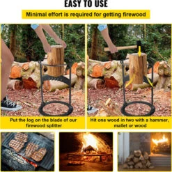 VEVOR Splitter Per Legna Da Ardere In Ferro Diametro Interno Da 27,5 Cm, Strumento Di Spaccatura In Legno Altezza Da 43,5 Cm, Log Splitter Da Legna Adatto Per Caminetto, Falò, Stufa A Legna, Braciere -Diserbo Forniture Negozio 82818266 5