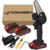 Motosega A Batteria 4 Pollici 1080W 88VF Sega A Mano Singola Con 2 Batterie Nere A