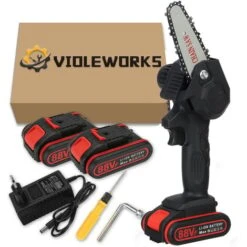 Motosega A Batteria 4 Pollici 1080W 88VF Sega A Mano Singola Con 2 Batterie Nere A