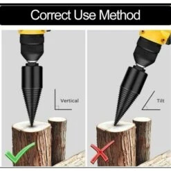 Spaccalegna, Punta Da Trapano Per Spaccalegna Da 42 Mm, Spaccalegna Conico Per Trapano E Fresa Per Legno, Strumento Per Cippatrice Con Cono A Vite Durevole Con 3 Manici -Diserbo Forniture Negozio 86183832 4