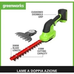 Greenworks G24SHTK2 Decespugliatore E Tagliaerba 2-in-1, Lame Da 20cm Per Steli E Ramoscelli Fino A 8mm, 2800spm, Lama Per Erba Da 15cm, Batteria 24V E Caricabatterie, Garanzia 3 Anni 9 Greenworks G24SHTK2 Decespugliatore E Tagliaerba 2-in-1, Lame Da 20cm Per Steli E Ramoscelli Fino A 8mm, 2800spm, Lama Per Erba Da 15cm, Batteria 24V E Caricabatterie, Garanzia 3 Anni -Diserbo Forniture Negozio 86622824 5