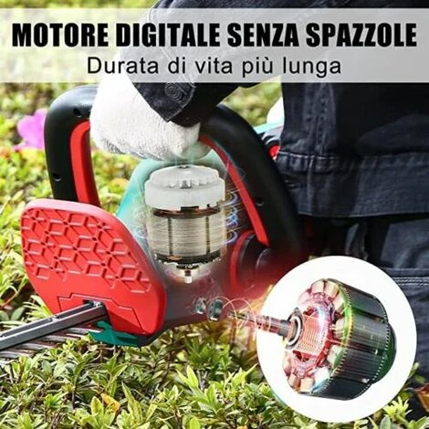 Tagliasiepi Elettrico HYECHO Tagliabordi Elettrico 18V + 2 Batterie 2.0Ah 5 Tagliasiepi Elettrico HYECHO Tagliabordi Elettrico 18V + 2 Batterie 2.0Ah - immagine 5