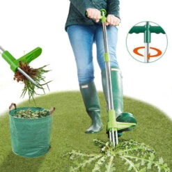 Estrattore Per Erbacce, Strumento Manuale Per Diserbo In Piedi, Strumento Per Diserbo Da Giardino Con Manico Lungo 39" Con 3 Artigli In Acciaio Inossidabile, Pedale Ad Alta Resistenza E Raccoglitore P