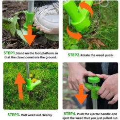 Estrattore Per Erbacce, Strumento Manuale Per Diserbo In Piedi, Strumento Per Diserbo Da Giardino Con Manico Lungo 39" Con 3 Artigli In Acciaio Inossidabile, Pedale Ad Alta Resistenza E Raccoglitore P -Diserbo Forniture Negozio 92580025 3
