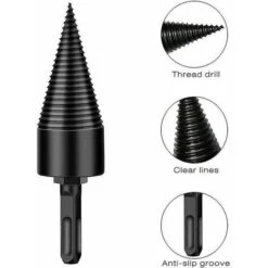 Spaccalegna Di Buon Auspicio, Coni Spaccalegna, Viti Multifunzionali, Punte Per Trapano A Cono Spacco Tronchi Di Legno Accessori Strumenti Di Perforazione, Con 3 Manici, -Diserbo Forniture Negozio 94169223 3