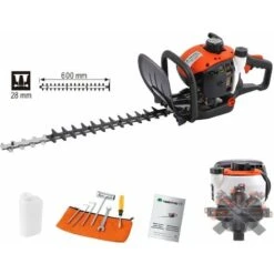 TIMBERPRO TAGLIASIEPI Professionale A Scoppio 25,4 CM³, Doppia Lama 60 CM