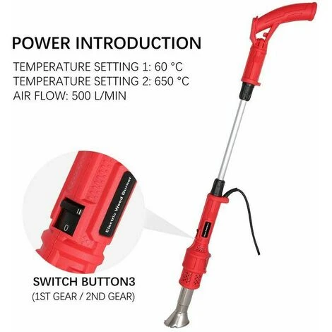 Bruciatore Elettrico Per Erbacce, Bruciatore Per Erbacce Con Ugello Per Bruciare Erba E Carbone Bastoncino Termico Per Erbacce 2 In 1, Fino A 650 ℃ Potente Strumento Per Uccidere Le Erbacce 3 Bruciatore Elettrico Per Erbacce, Bruciatore Per Erbacce Con Ugello Per Bruciare Erba E Carbone Bastoncino Termico Per Erbacce 2 In 1, Fino A 650 ℃ Potente Strumento Per Uccidere Le Erbacce - immagine 3