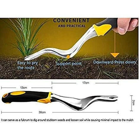 Sarchiatore Da Giardino Impugnatura Ergonomica In Lega Di Alluminio Strumento Per Diserbo Per Rimuovere Denti Di Leone, Cardi E Altre Erbacce 3 Sarchiatore Da Giardino Impugnatura Ergonomica In Lega Di Alluminio Strumento Per Diserbo Per Rimuovere Denti Di Leone, Cardi E Altre Erbacce - immagine 3
