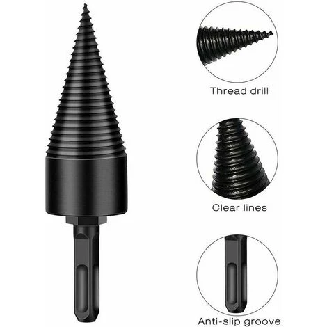 Spaccalegna, Coni Spaccalegna, Viti Multifunzionali, Punte Coniche Per Spaccare Tronchi Di Legno, Accessori Per Utensili Di Perforazione, Con 3 Manici, 42 Mm, Versailles 3 Spaccalegna, Coni Spaccalegna, Viti Multifunzionali, Punte Coniche Per Spaccare Tronchi Di Legno, Accessori Per Utensili Di Perforazione, Con 3 Manici, 42 Mm, Versailles - immagine 3