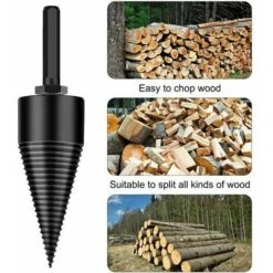 Punta Per Spaccalegna Per Spaccalegna 42 Mm Punta Per Spaccalegna Per Riscaldamento Punta Per Spaccalegna Per Impieghi Gravosi Acciaio Ad Alta Velocità Con 3 Manici E Guanti -Diserbo Forniture Negozio 98726342 3